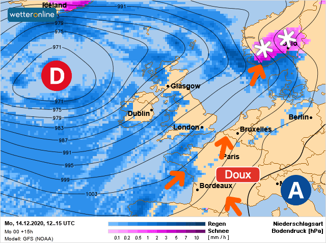Carte de prévisions d'europe du Lundi 14 décembre 2020
