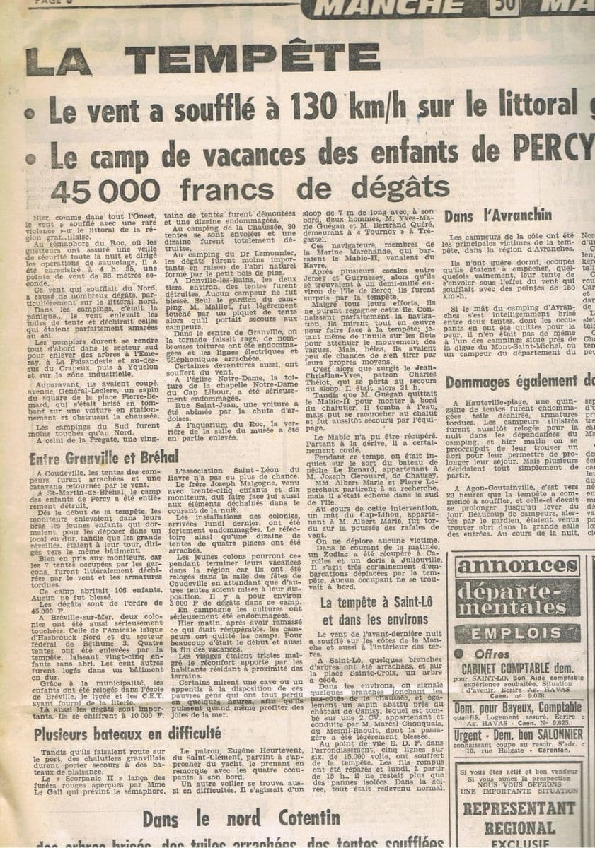 Image d'illustration pour Tempête meurtrière au coeur de l'été le 6 juillet 1969