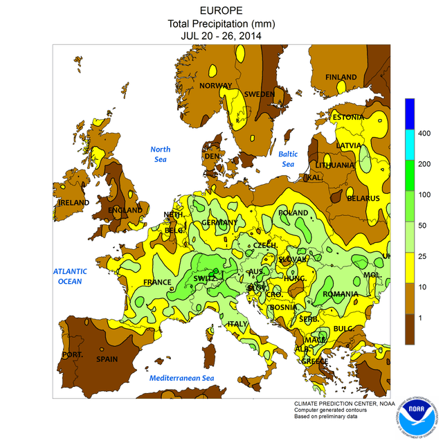 Image d'illustration pour Contrastes en Europe : chaud au Nord et à l'Est, frais et pluvieux au Sud