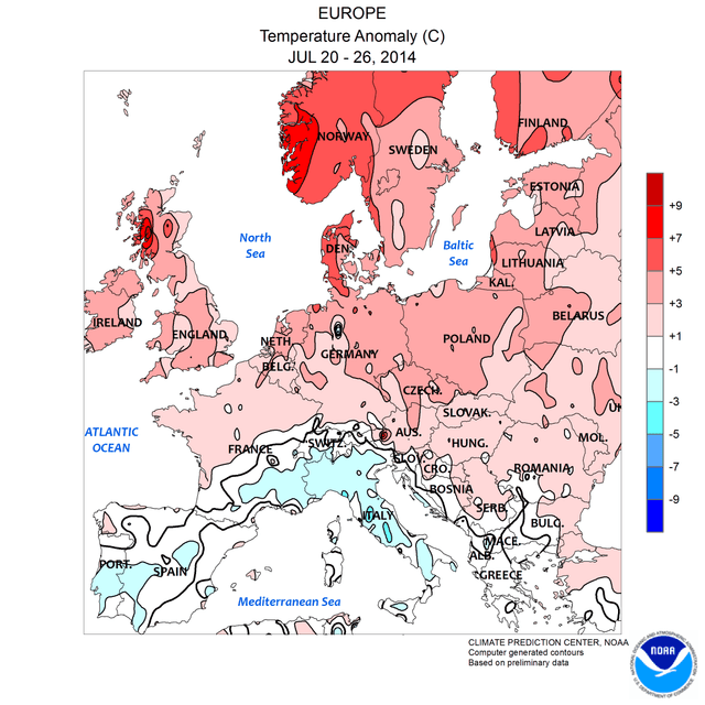 Image d'illustration pour Contrastes en Europe : chaud au Nord et à l'Est, frais et pluvieux au Sud