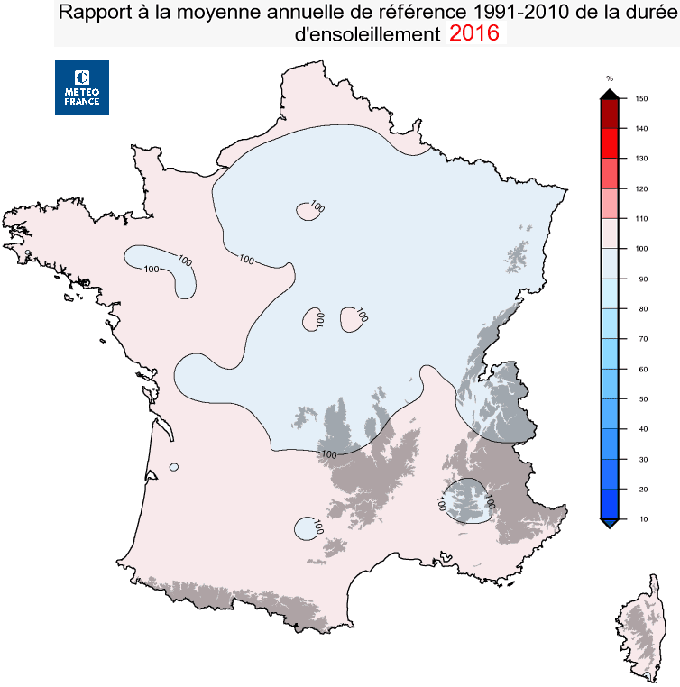 Image d'illustration pour Bilan météo cartographié de l'année 2016 en France