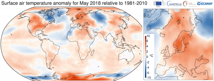 Image d'illustration pour Mai 2018 plus chaud que la normale dans le Monde
