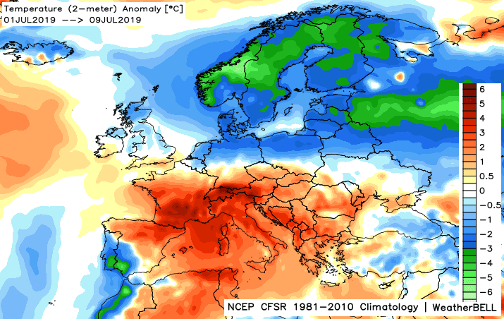 Image d'illustration pour Très forte chaleur au Sud, plus frais au Nord