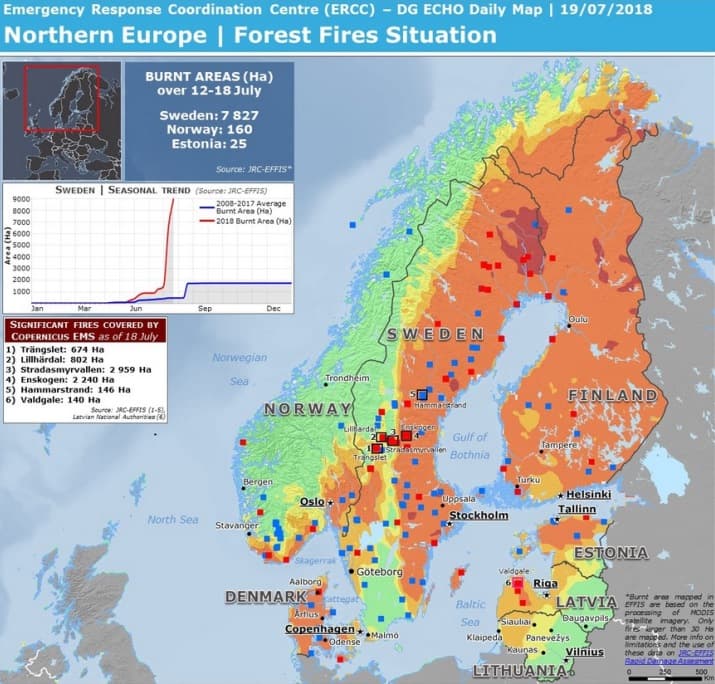 Image d'illustration pour Chaleur exceptionnelle, sécheresse et incendies en Scandinavie