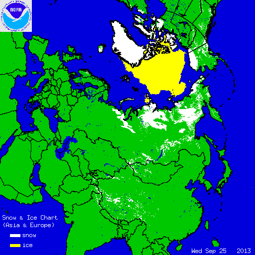 Image d'illustration pour Avancée de la neige sur l'hémisphère Nord