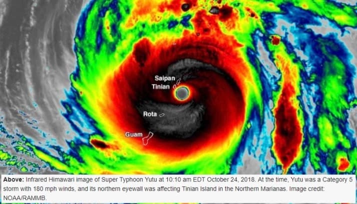 Image d'illustration pour Super typhon Yutu sur les Iles Mariannes - Pire cyclone en 2018